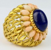 LARGE 14KT Y GOLD CORAL & LAPI