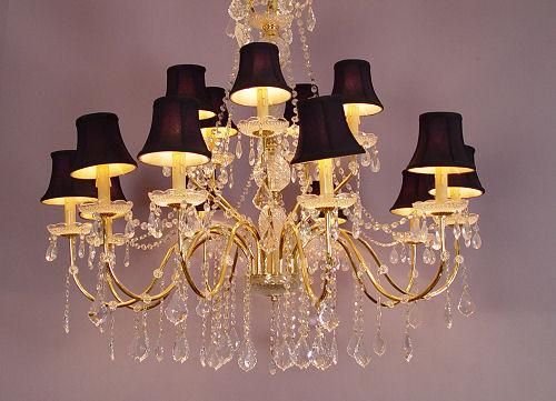 LARGE 16 LIGHT BRASS AND CRYSTAL