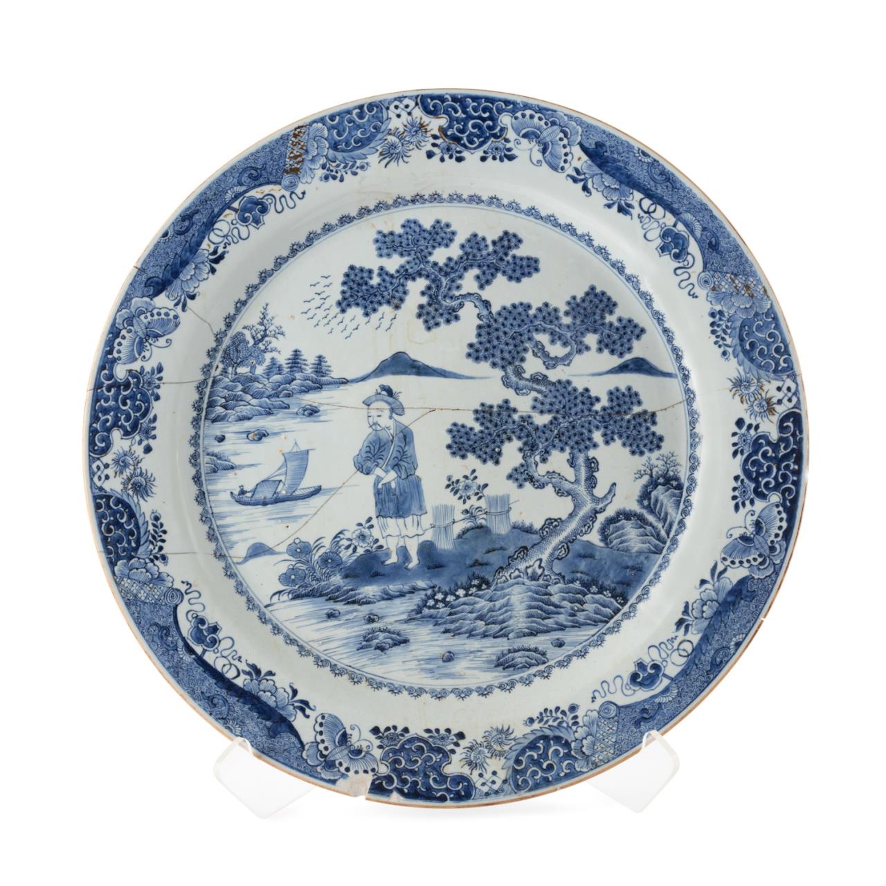 LARGE 18TH C. CHINESE EXPORT BLUE &