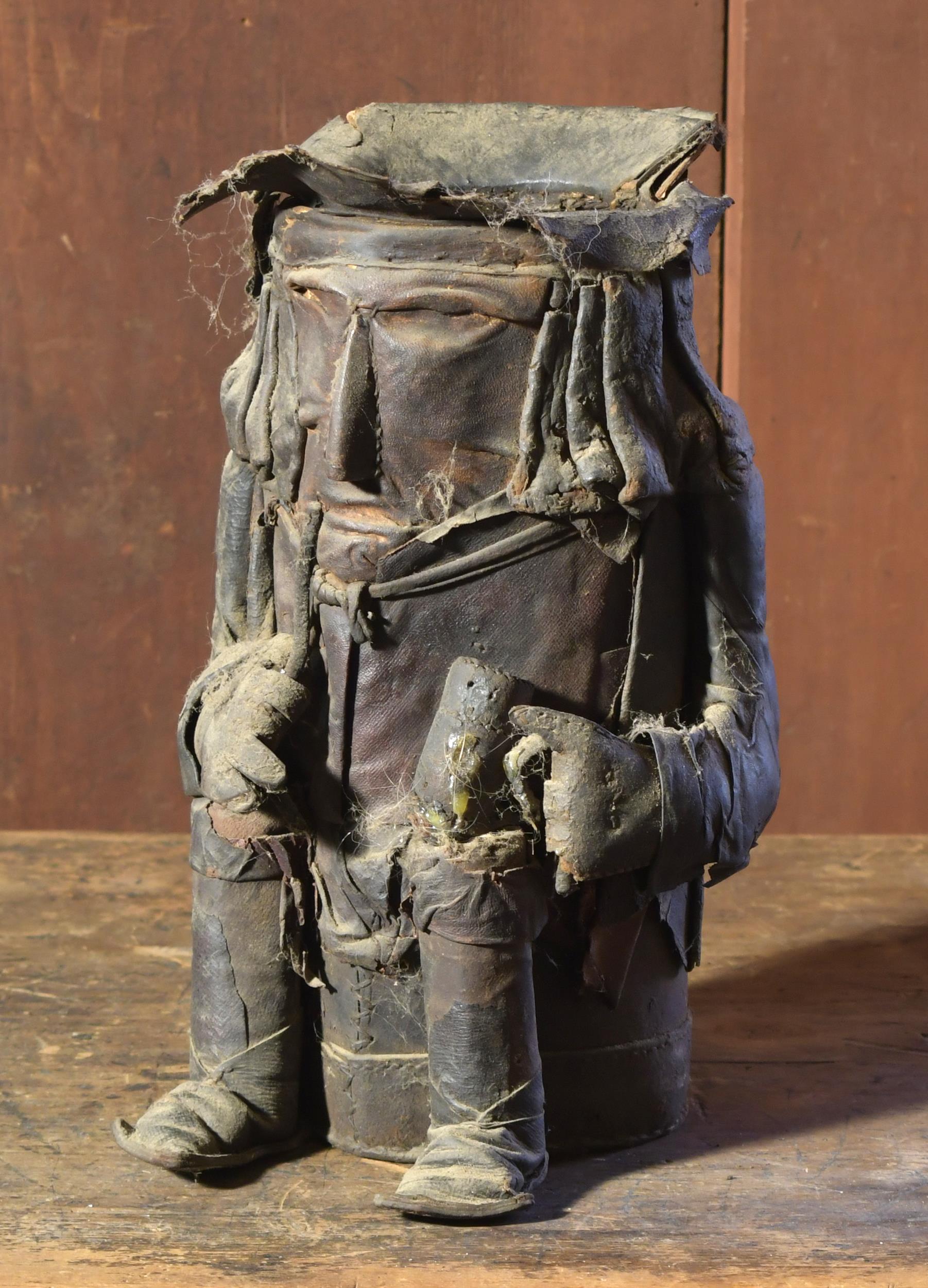 LARGE 18TH C. ENGLISH LEATHER TOBY.