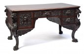 LARGE 19TH C. CARVED HORNER DE