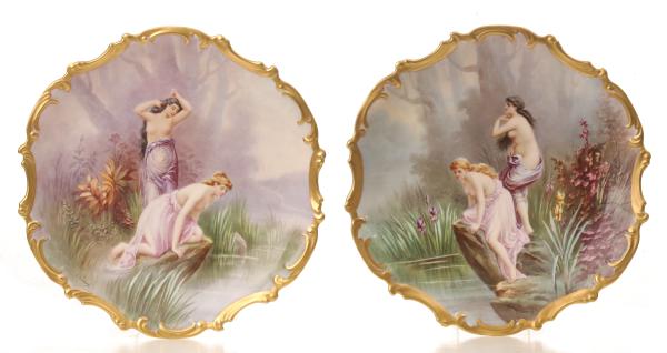 LARGE 19TH C. LIMOGES CHARGERS