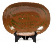 LARGE 19TH C. REDWARE LOAF DIS