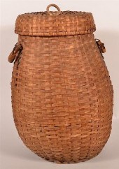 LARGE 19TH C. WOVEN OAK SPLINT