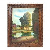 LARGE 20TH C. OIL / CANVASLarg