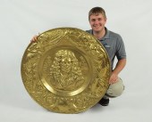 LARGE 38'' DIA. BRASS CHARGER:
