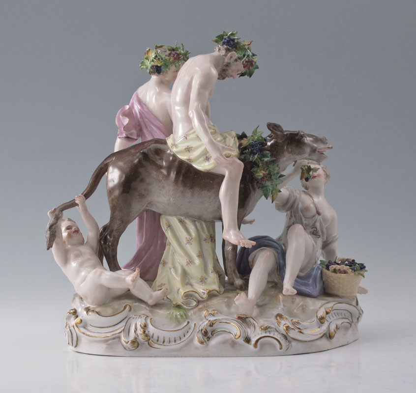 LARGE 4 FIGURE & DONKEY MEISSEN