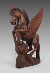 LARGE 5 FT TALL CARVED WOOD PE