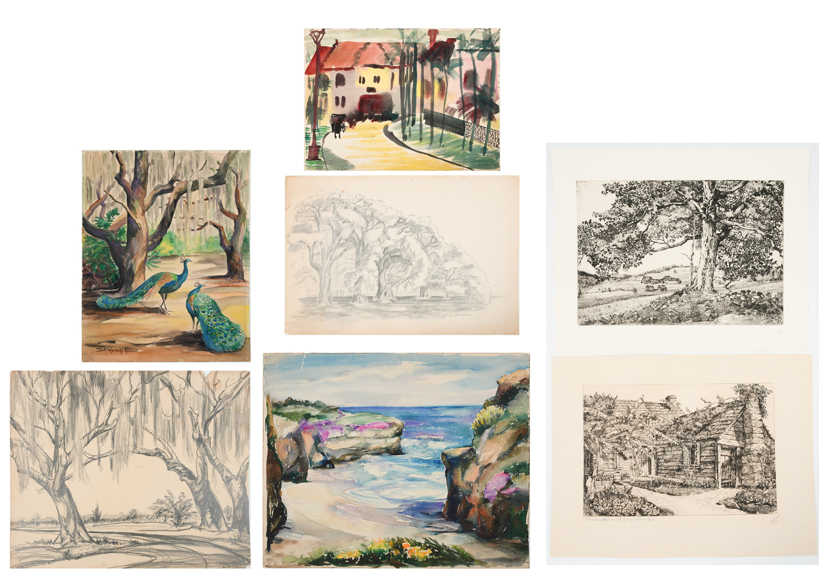 LARGE 8PC. FLORIDA ART LOT: 1)