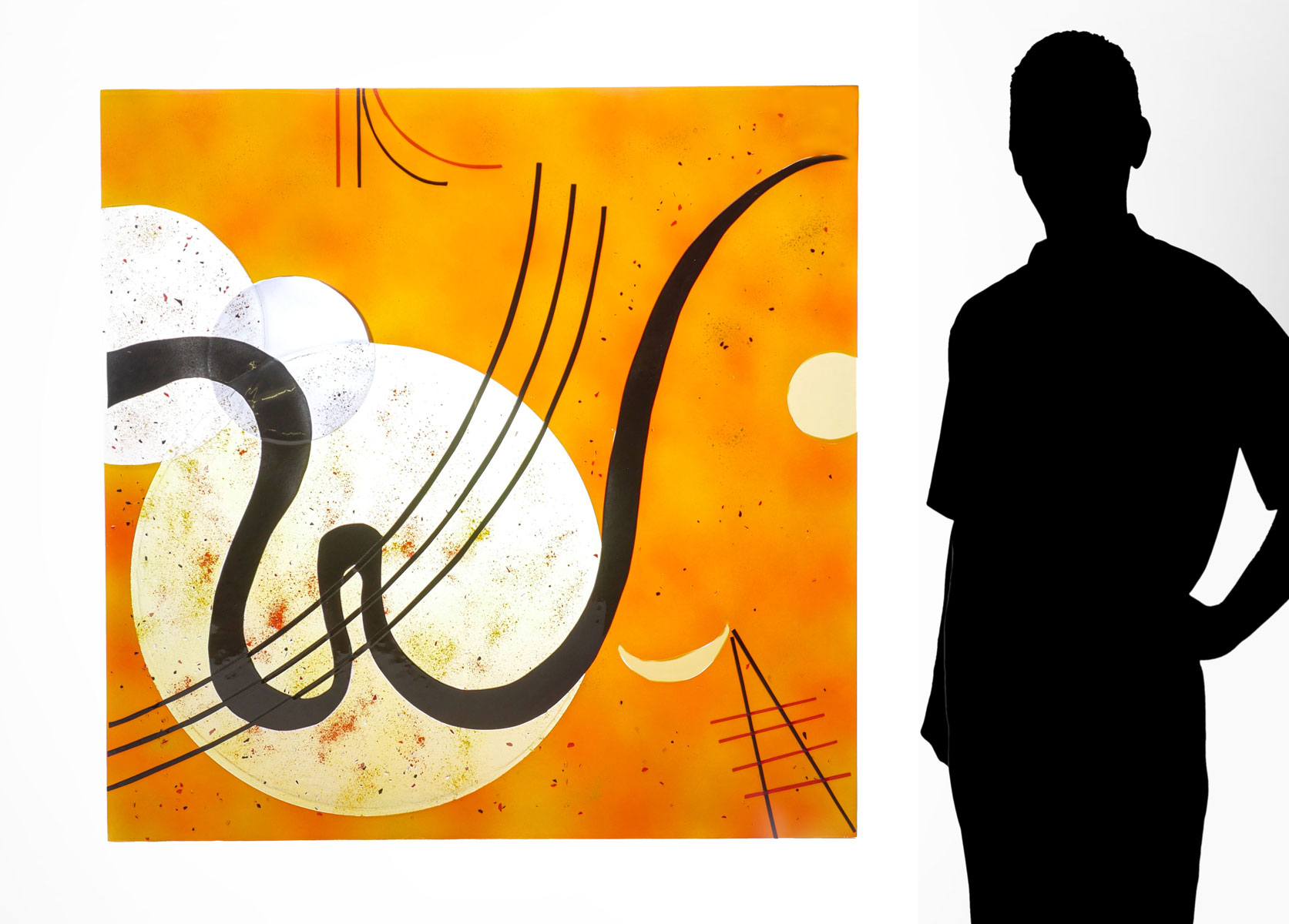LARGE ABSTRACT ART GLASS PANEL: