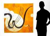 LARGE ABSTRACT ART GLASS PANEL