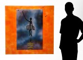 LARGE ABSTRACT ART GLASS PANEL