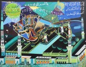 Large abstract cityscape paint