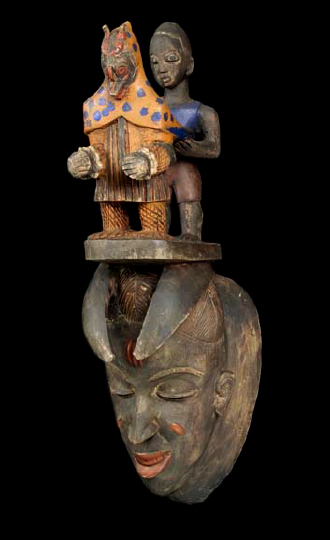 Large African Carved, Patinated and