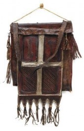 LARGE AFRICAN LEATHER TASSELED