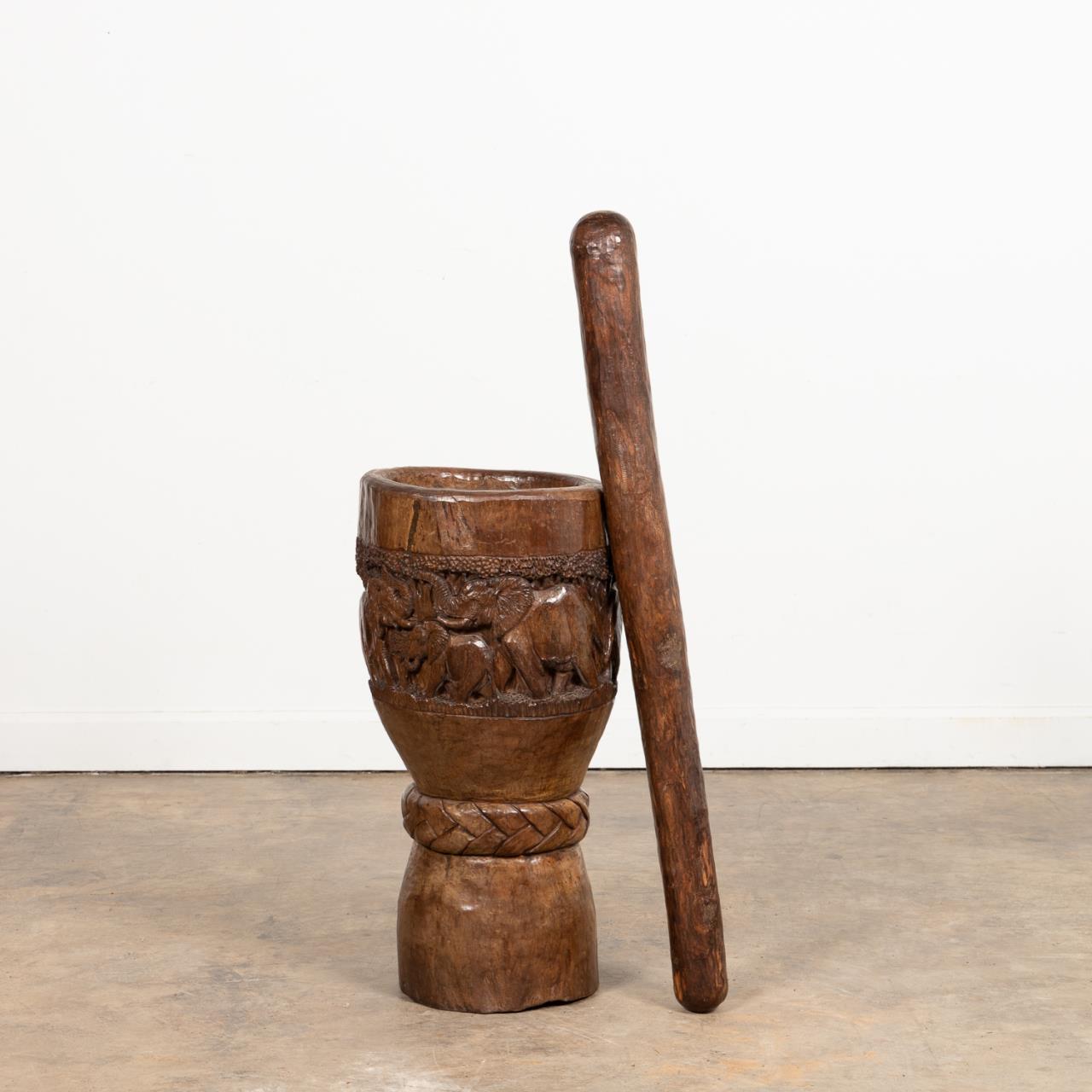 LARGE AFRICAN MORTAR & PESTLE,
