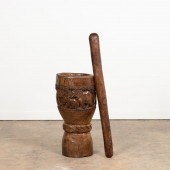LARGE AFRICAN MORTAR & PESTLE,
