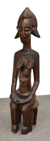 LARGE AFRICAN WOOD CARVING, MA