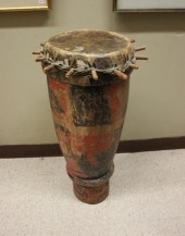 LARGE AFRICAN WOODEN DRUM, LIK