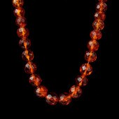 LARGE AMBER FACETED BEAD NECKL