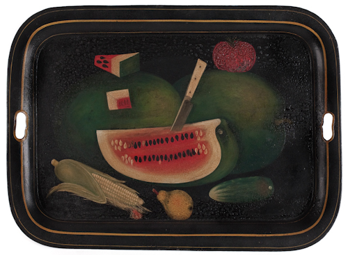 Large American tin tray mid 19th c.