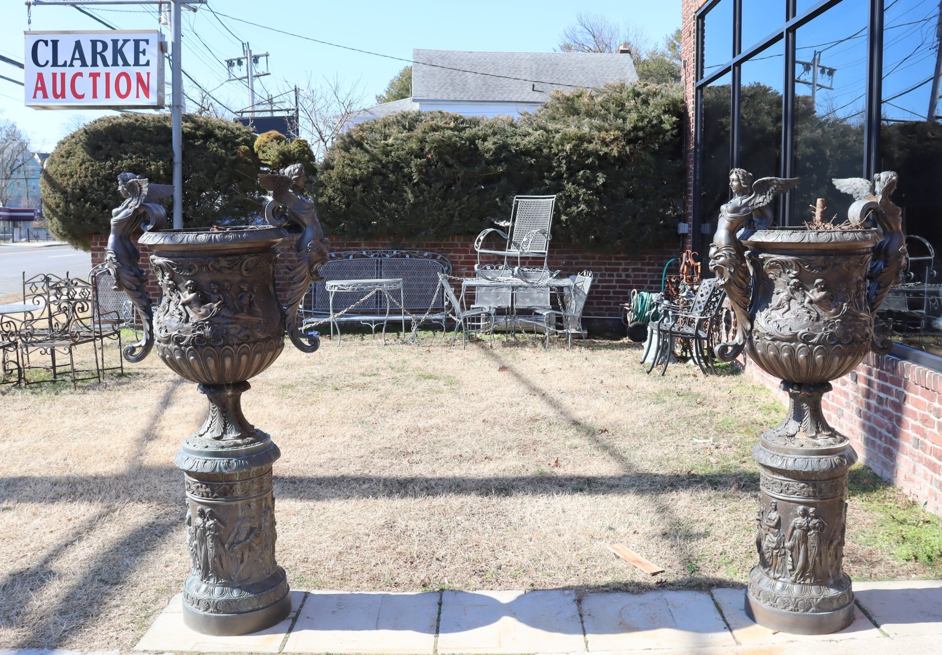 LARGE AND IMPRESSIVE PAIR OF BRONZE