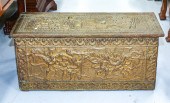 LARGE ANTIQUE BRASS EMBOSSED T