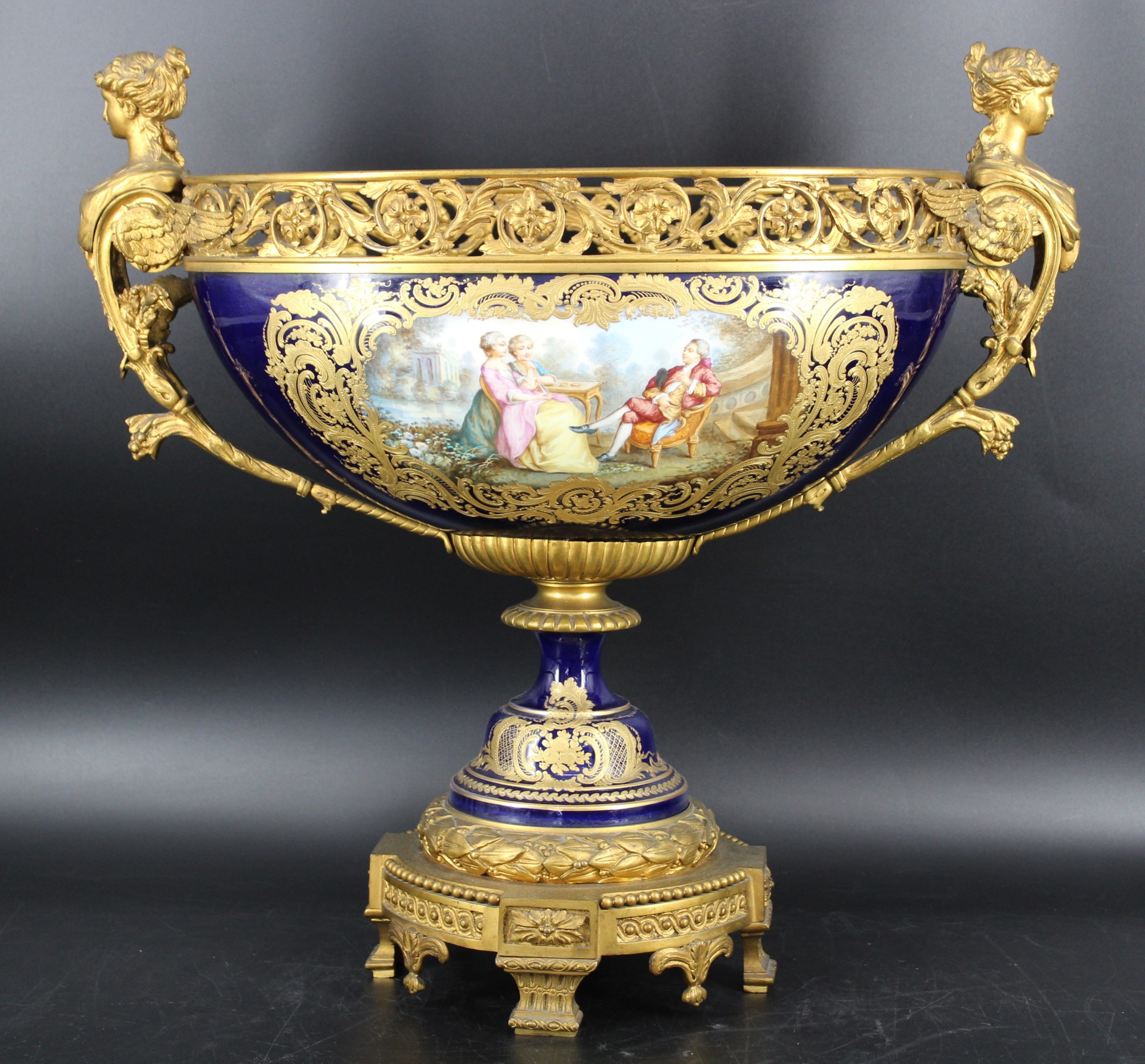 LARGE ANTIQUE BRONZE MOUNTED SEVRES