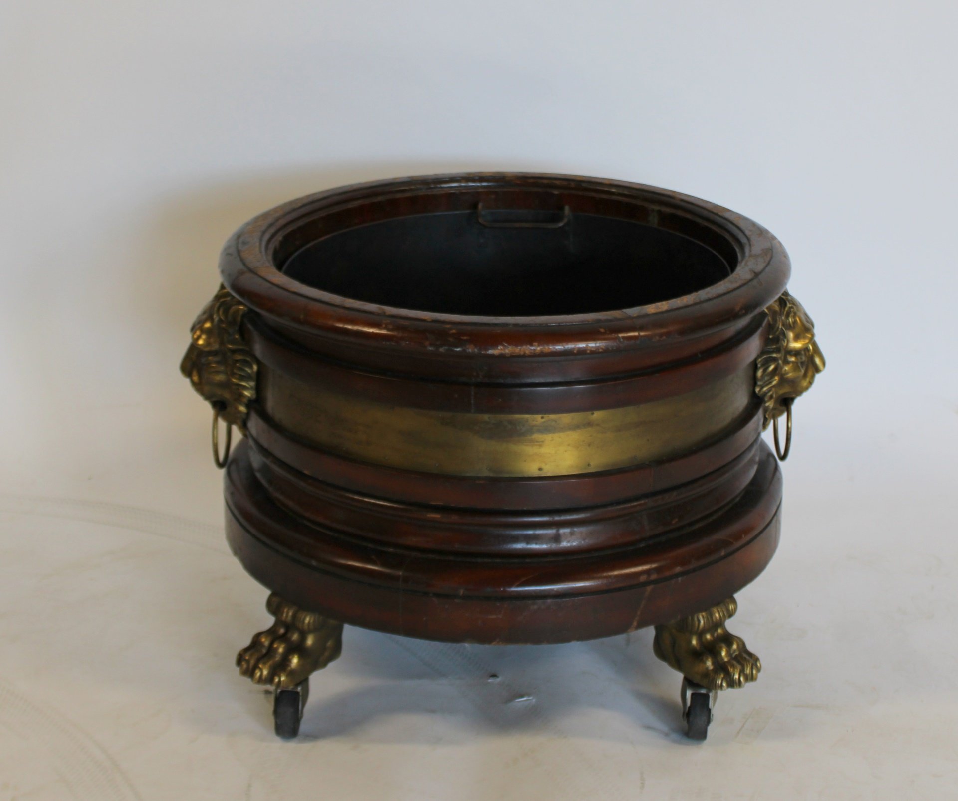LARGE ANTIQUE BRONZE MOUNTED WOOD