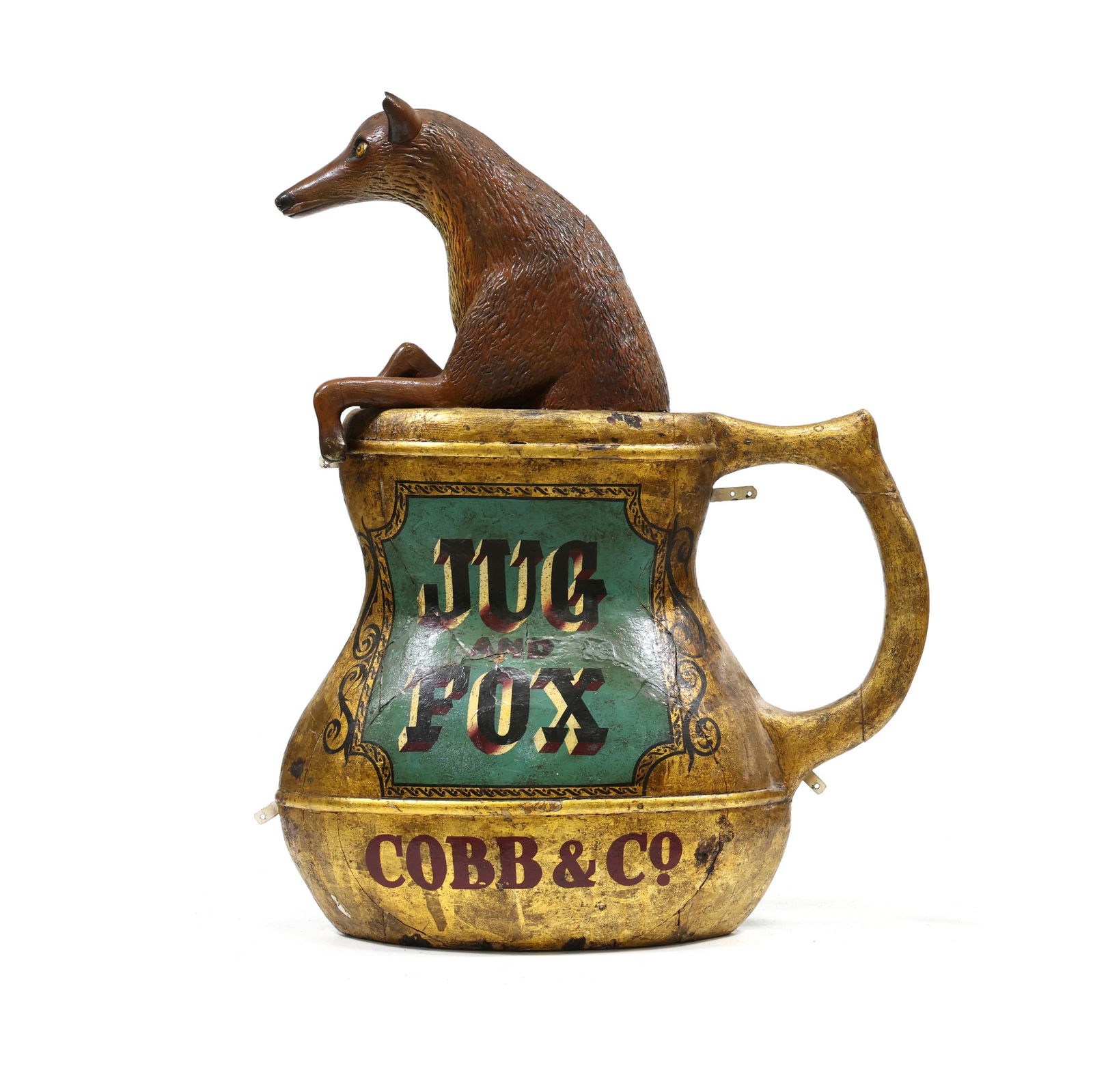 LARGE ANTIQUE CARVED AND PAINTED
