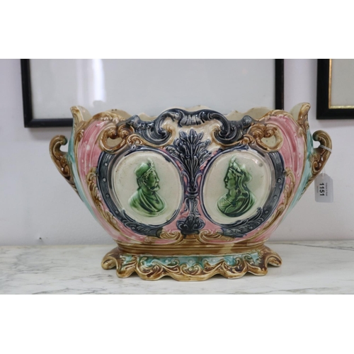 Large antique French majolica