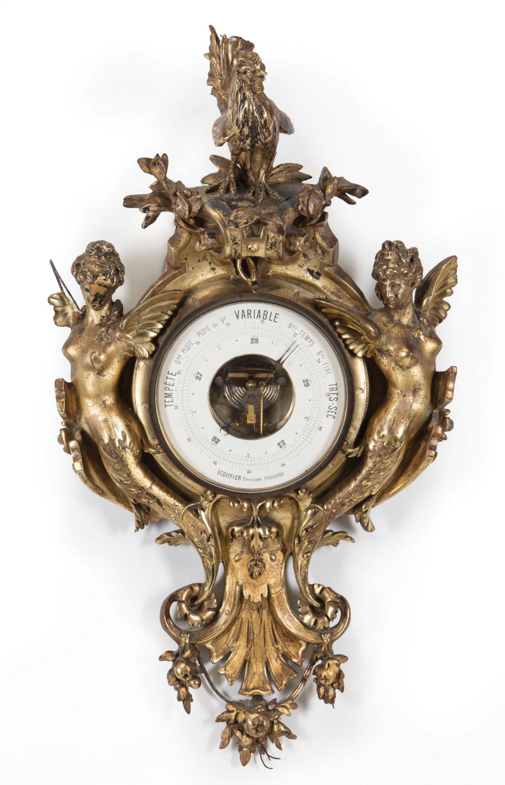 LARGE ANTIQUE GILT BAROMETERLarge
