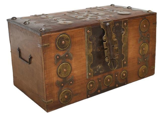 LARGE ANTIQUE GILT METAL STORAGE