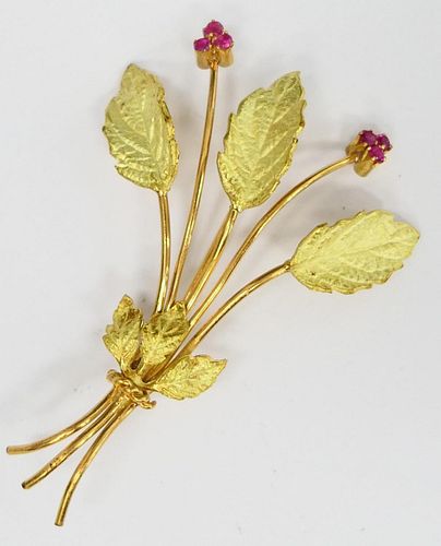 LARGE ANTIQUE LEAF BROOCH WITH