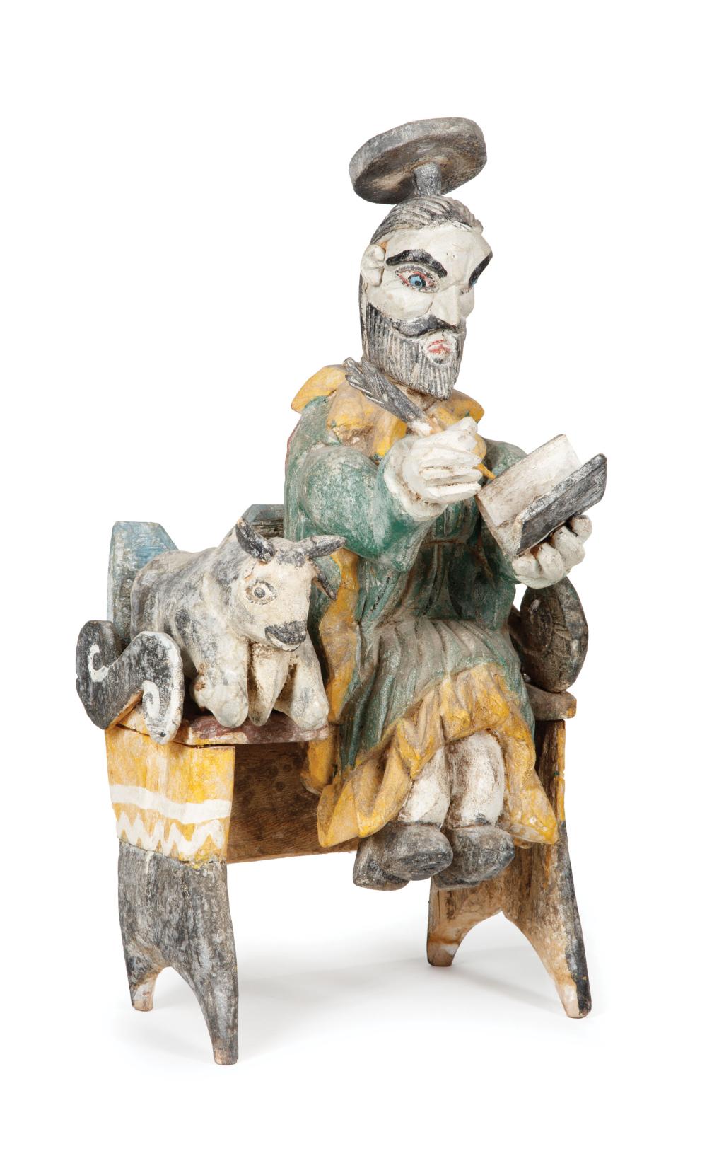 LARGE ANTIQUE POLYCHROMED FIGURE OF