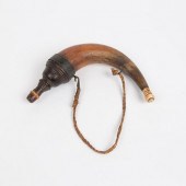 LARGE ANTIQUE POWDER HORN WITH