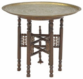 LARGE ARABESQUE ENGRAVED BRASS