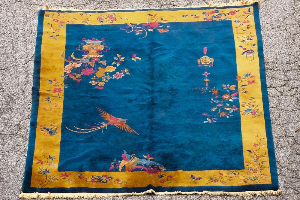 LARGE ART DECO FINELY HAND WOVEN