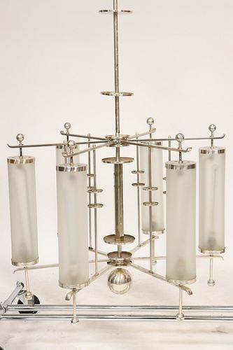 LARGE ART DECO FROSTED GLASS