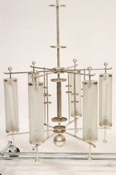 LARGE ART DECO FROSTED GLASS C