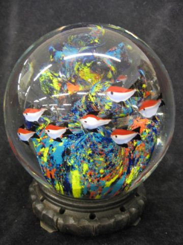 Large Art Glass Paperweight aquatic