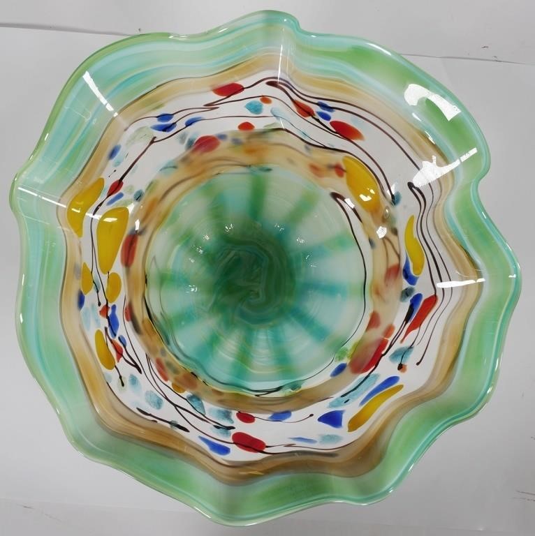 LARGE ART GLASS RUFFLED