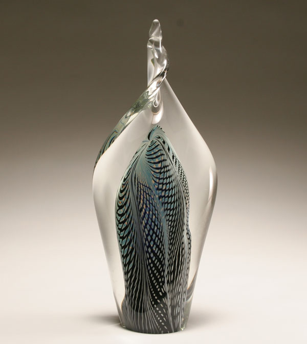 Large art glass teardrop sculpture,