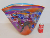 LARGE ART GLASS VASE BY WES HU