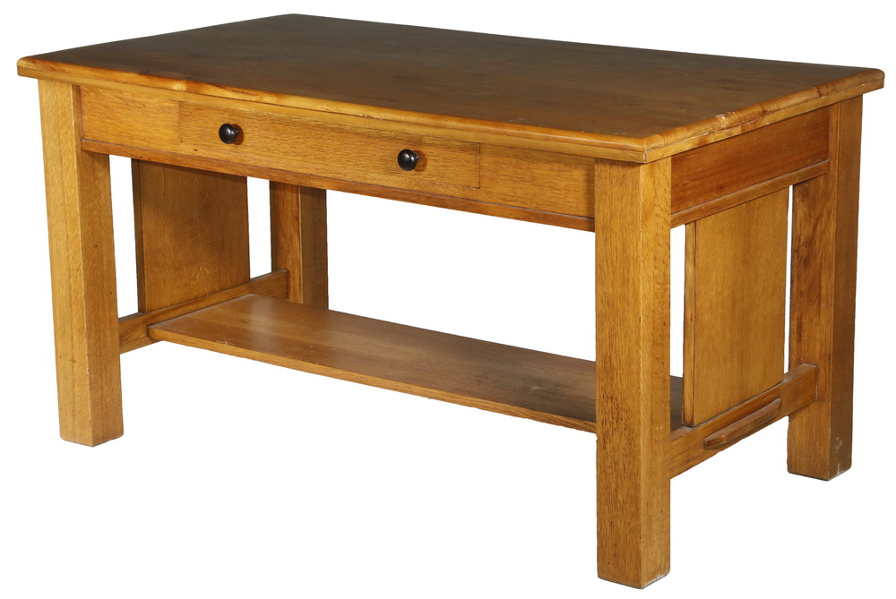 LARGE ARTS & CRAFTS OAK DESK WITH