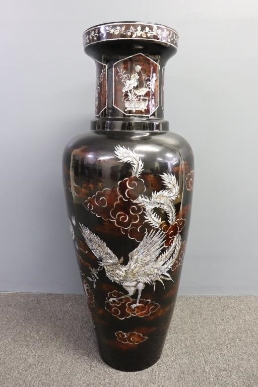 Large Asian black lacquer temple