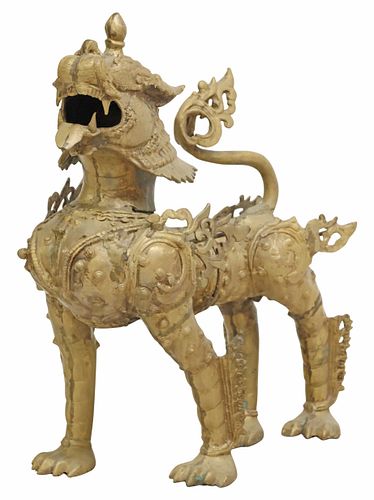 LARGE ASIAN BRONZE GUARDIAN LION