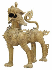 LARGE ASIAN BRONZE GUARDIAN LI