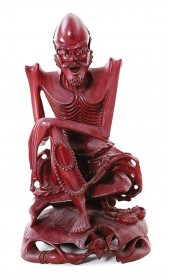 Large Asian carved rosewood fi