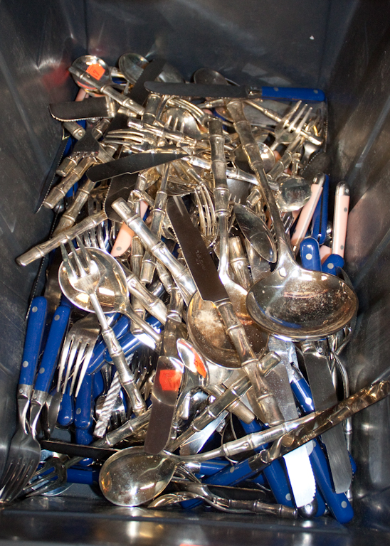 Large assortment of silver-plated